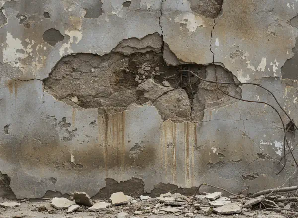 Before stucco repair - Storm-Related Stucco Repair